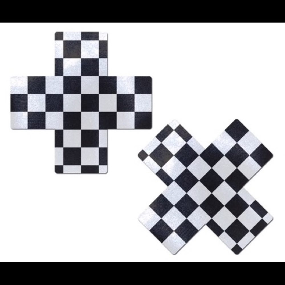 Black and White Checkered Cross X Pasties Pastease